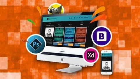 Capa: Web Design com Adobe XD: Baixar Curso Completo de Bootstrap 4