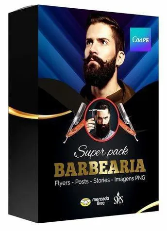 Capa: MEGA PACK BARBEARIA Canva: Baixar Conteúdo Exclusivo Hoje!